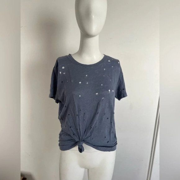 IRO Womens Short Sleeve Distressed Crew Neck Shirt Gray Size Small - Picture 1 of 8